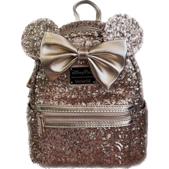 Loungefly Handbags - Disney Loungefly Rosegold Sequined Backpack